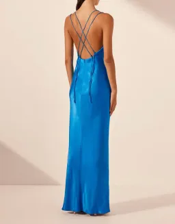 Shona Joy Nora Double Strap Maxi Dress Aqua for rent on The Volte - image 3