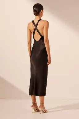 Shona Joy Camille Lace Cross Back Midi Dress Black Size 6 for rent on The Volte - image 3