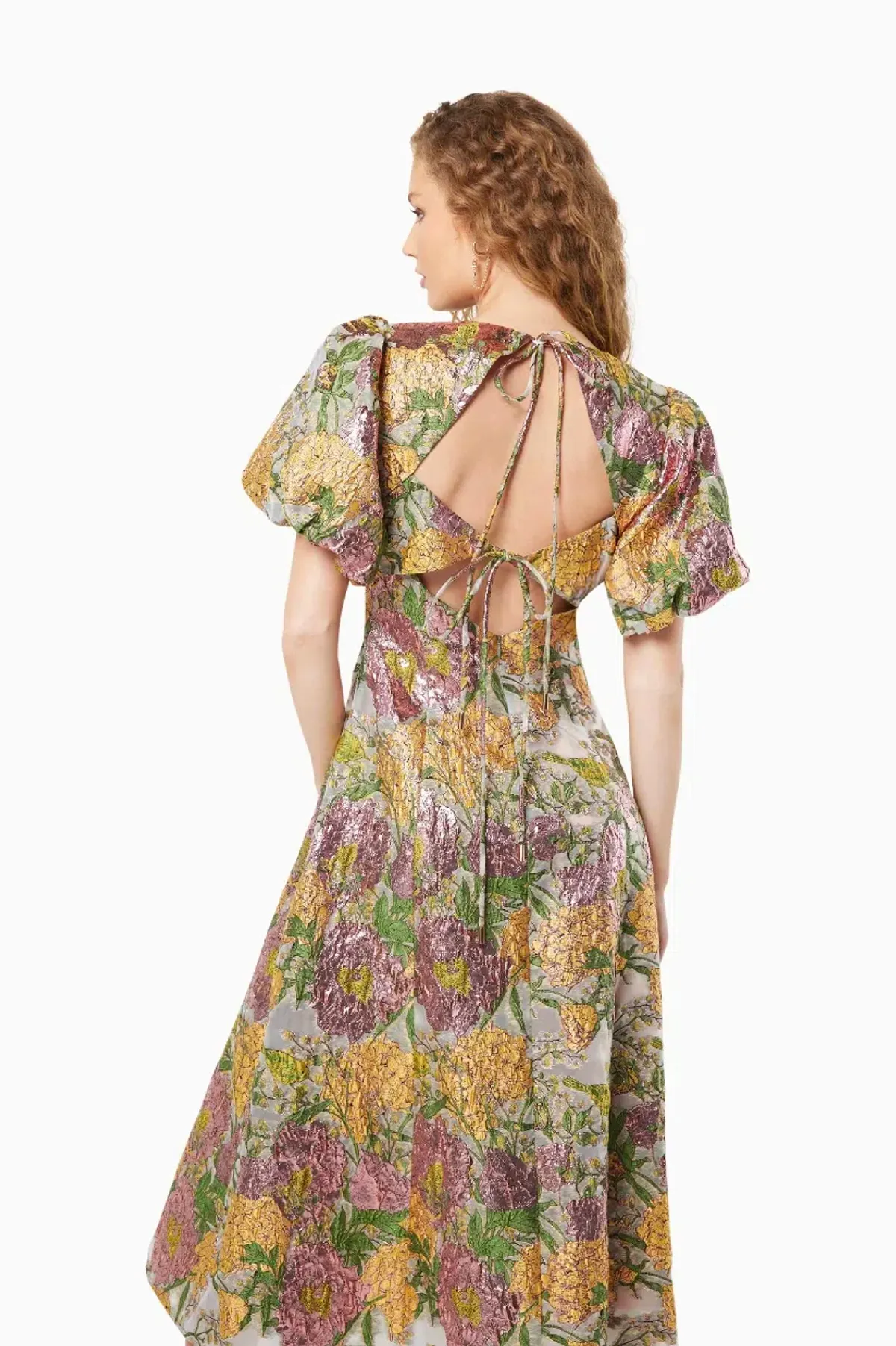 Elliatt Darlene Midi Dress Metallic Floral Size L / AU 12 - Image 4