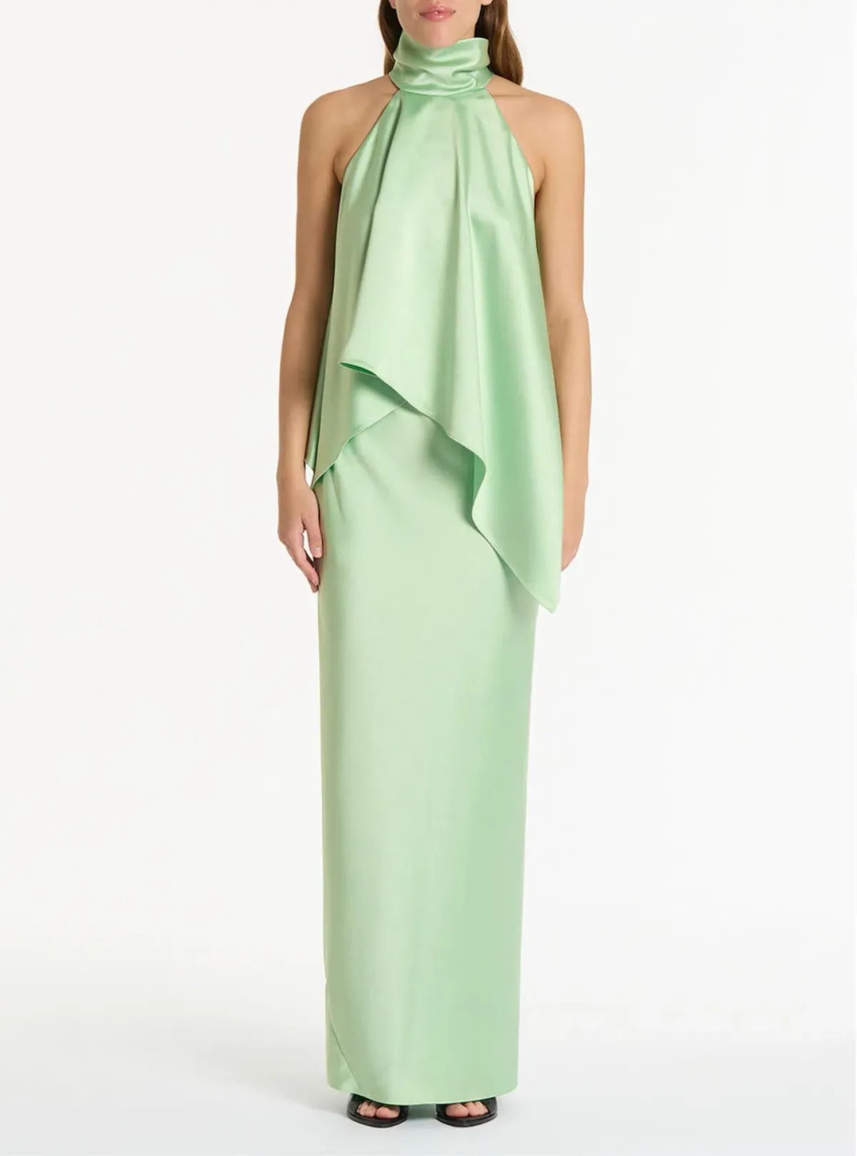 Carla Zampatti Peridot Halter Top and Satin Bias Skirt Set Green Size 6 - Image 1