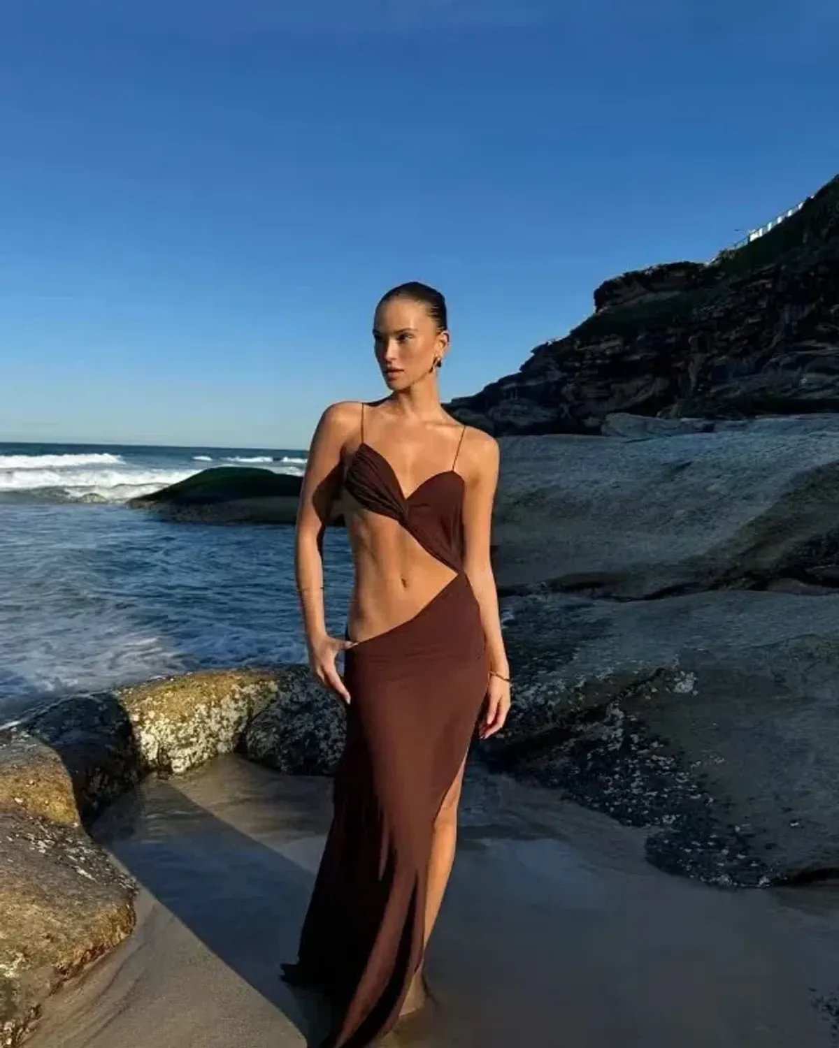 Natalie Rolt Dahlia Dress Espresso Brown Size 1 / AU 8 - Image 3