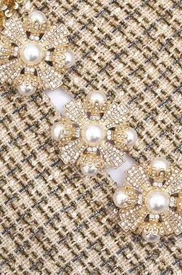 Self-Portrait Boucle Embellished Mini Dress Gold Size AU 10 for rent on The Volte - image 7