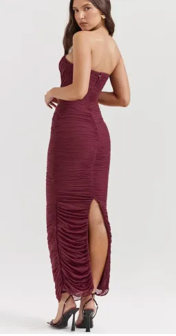 House of CB Sapphire Strapless Gathered Maxi Dress Wine Size XS / AU 6 for rent on The Volte - image 3
