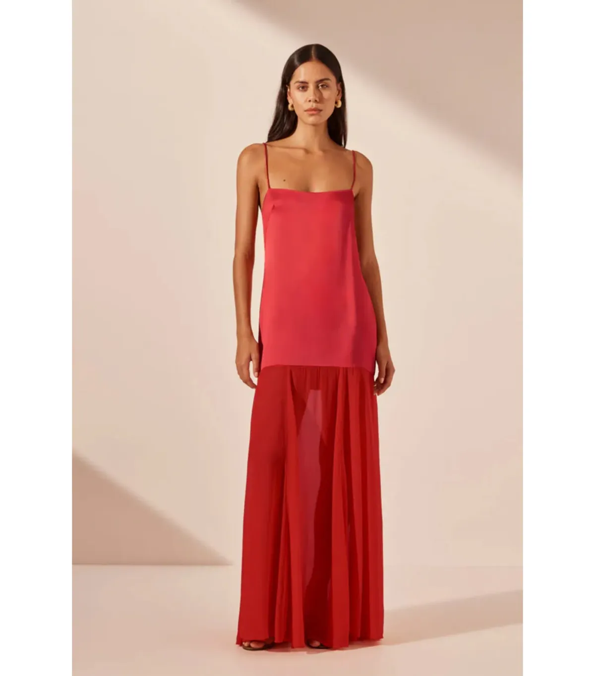 Shona Joy Moraya Dropped Waist Maxi Dress Chilli Red Size AU 10 - Image 1