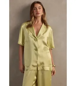 Raef The Label Carla Satin Shirt in Pistachio Size AU 10 for rent on The Volte - image 3