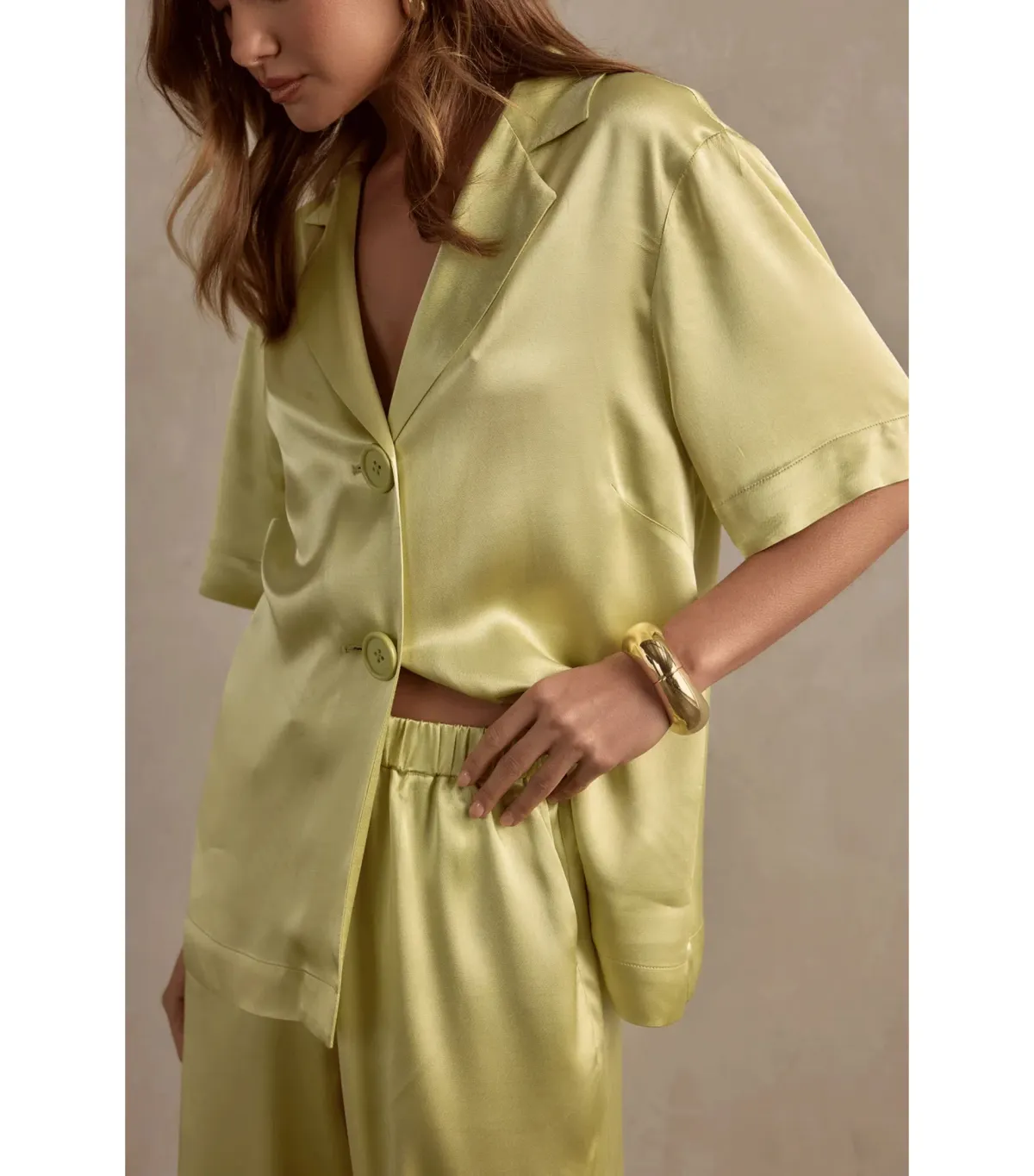 Raef The Label Carla Satin Shirt in Pistachio Size AU 10 - Image 2
