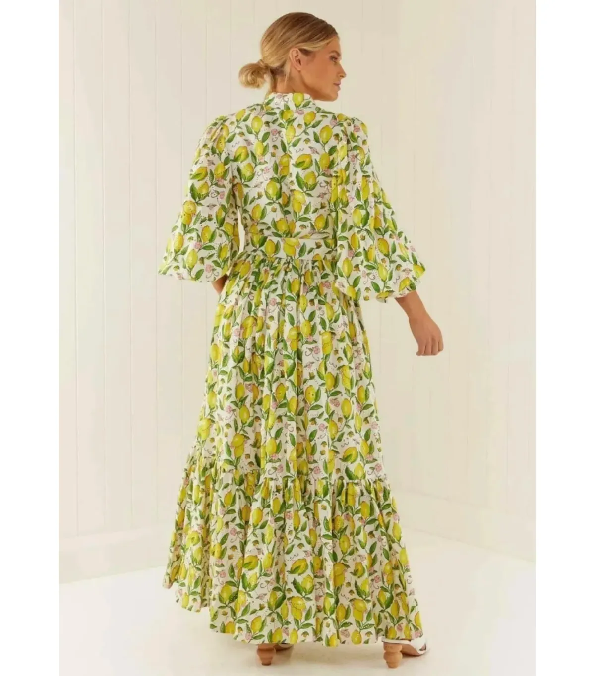 Palm Noosa Royal Flush Dress Lemon Print Size AU 12  - Image 3