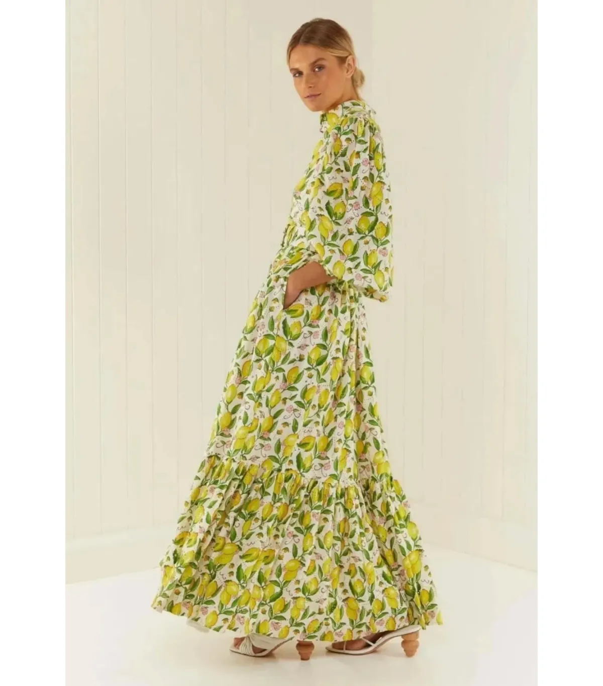 Palm Noosa Royal Flush Dress Lemon Print Size AU 12  - Image 4