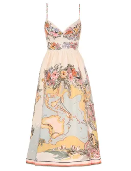 Zimmermann Tallow Tucked Bodice Midi Dress Nautical Map Size 1 / AU 10 for rent on The Volte - image 3
