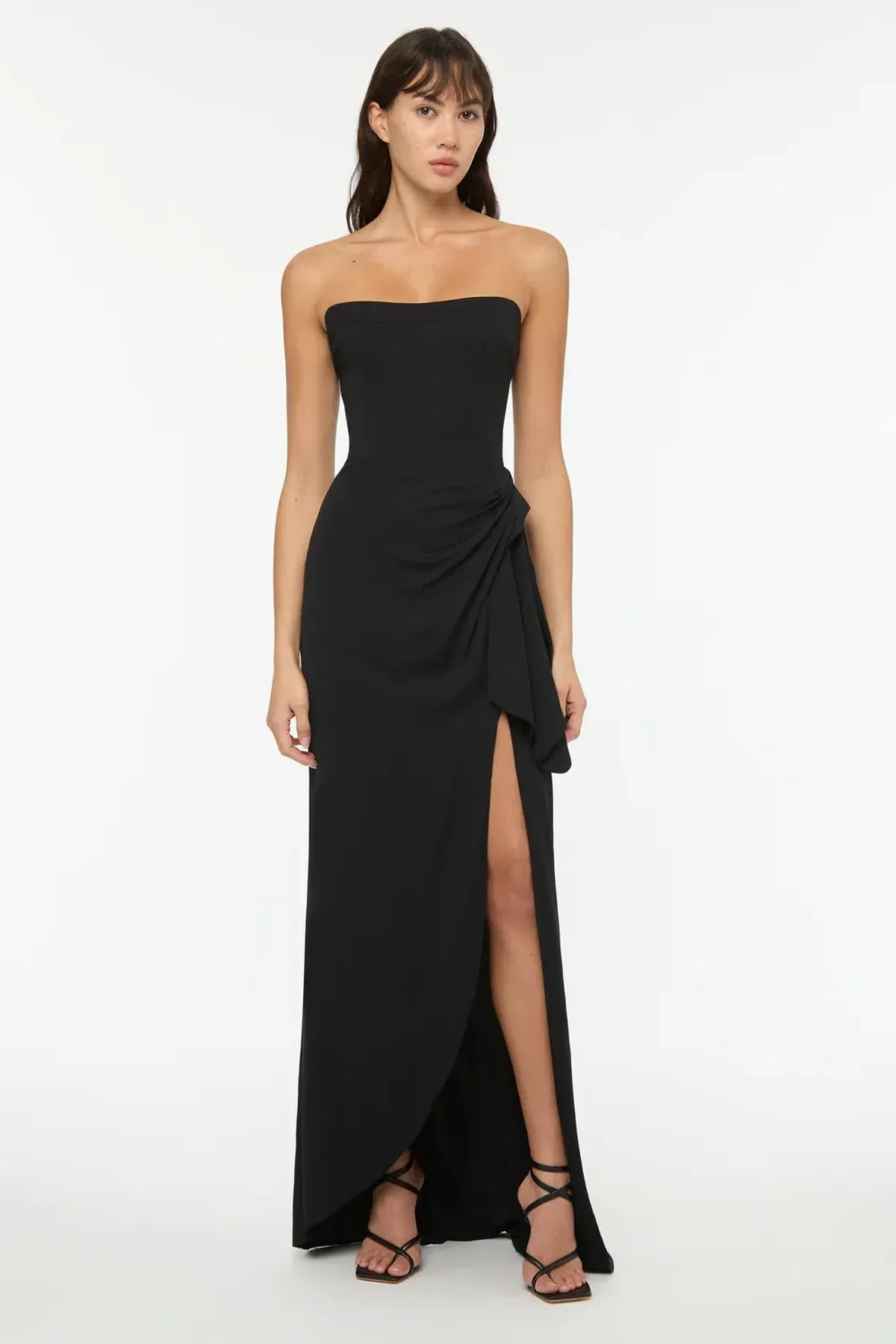 Manning Cartell Asymmetrical Games Strapless Gown Black Size 8 - Image 1