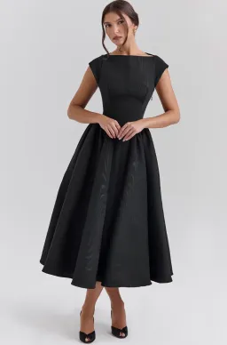 House of CB Debutante Moire Satin Backless Midi Dress Black Size S / AU 8 for rent on The Volte - image 3
