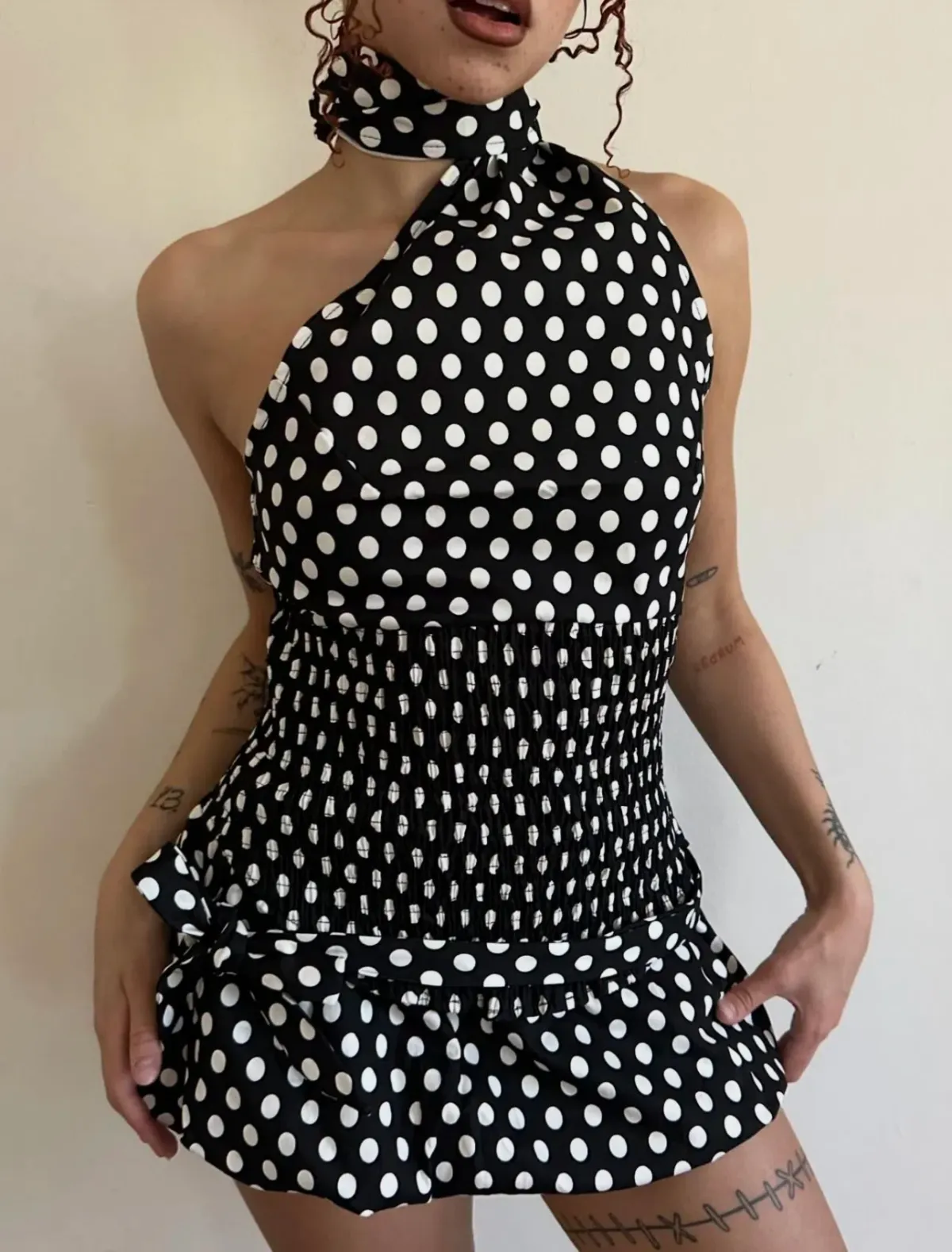 Blondita Gwen Top and Bubble Mini Skirt Set Polka Dot Size 10 - Image 4