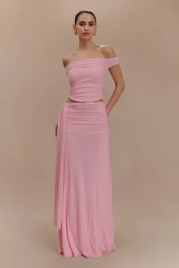 Meshki Brooklyn Mesh Crop Top and Arna Mesh Maxi Skirt Set Candy Pink Size 8 for rent on The Volte - image 1