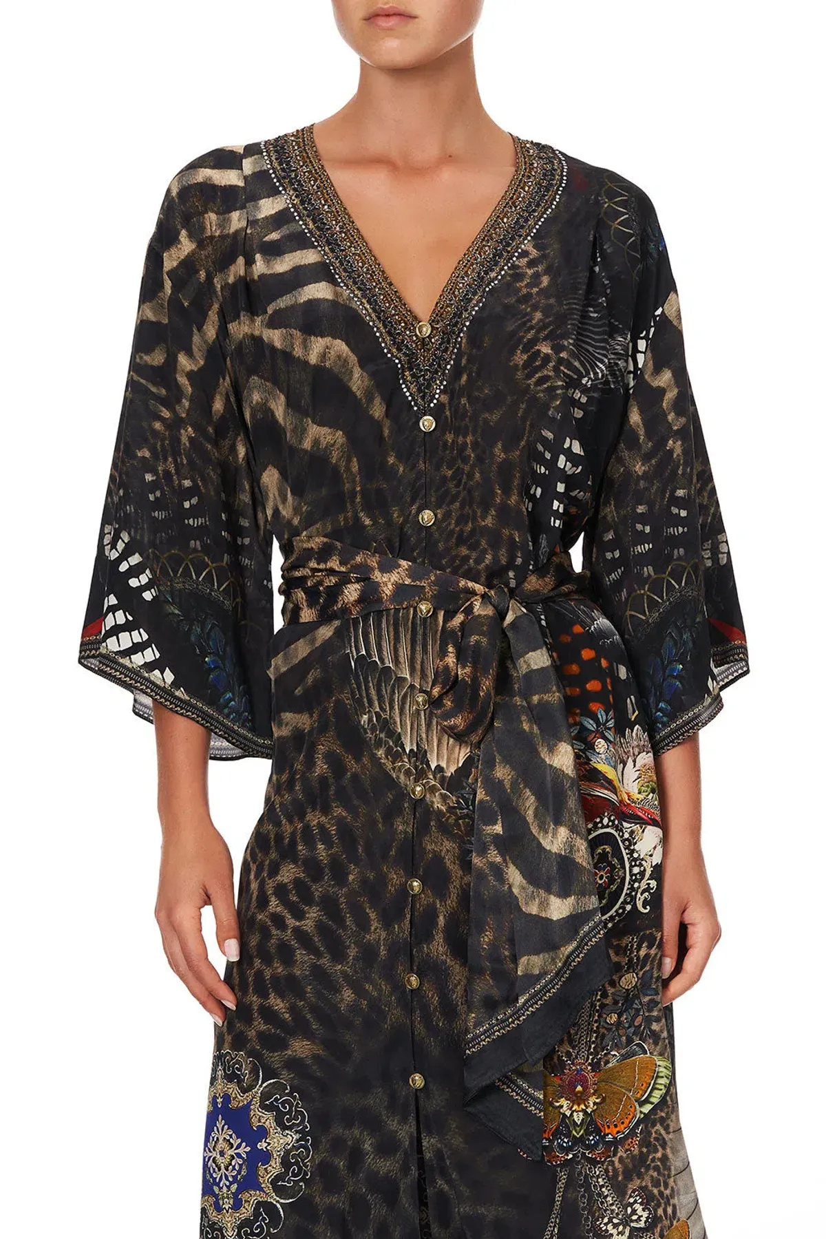 Camilla Treasure Chaser Loose Button Through Silk Dress Print Size 16 - Image 2