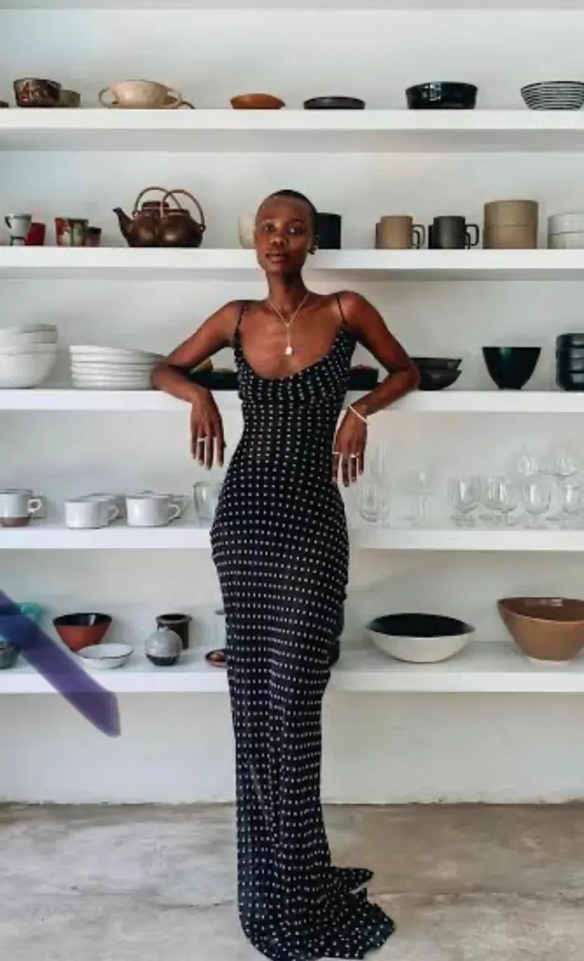 Rat & Boa Giselle Polka Dot Sheet Maxi  Dress Black Size Xxs / Size 6  - Image 7