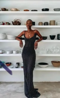 Rat & Boa Giselle Polka Dot Sheet Maxi  Dress Black Size Xxs / Size 6  for rent on The Volte - image 7