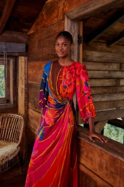 Farm Rio Vintage Wave Circle Cut-Out Midi Dress Floral Size 10 for rent on The Volte - image 2