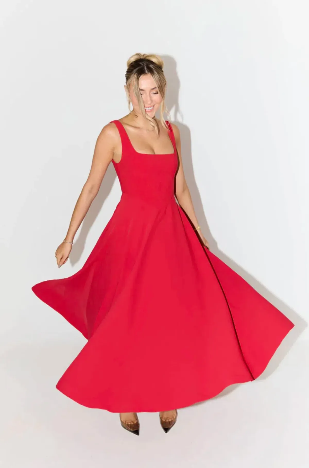 Odd Muse The Ultimate Muse High Waist Square Neck Midi Dress Red Size 10 - Image 2