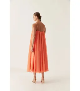 Aje Filigree Sweetheart Midi Dress in Sunset Orange Size AU 16 for rent on The Volte - image 3