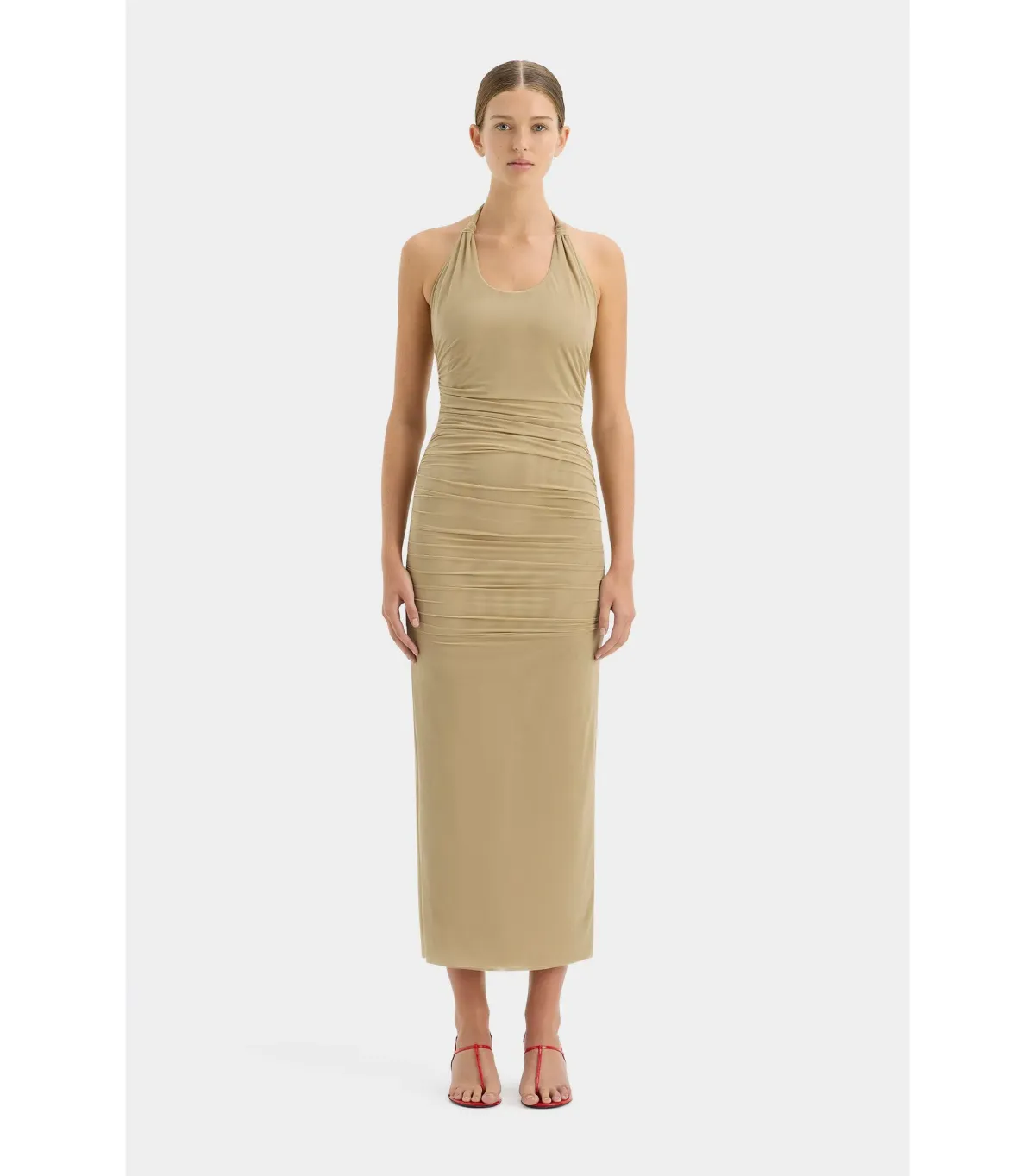 Sir the Label Jacques Knot Midi Dress Olive Size AU 6 - Image 1