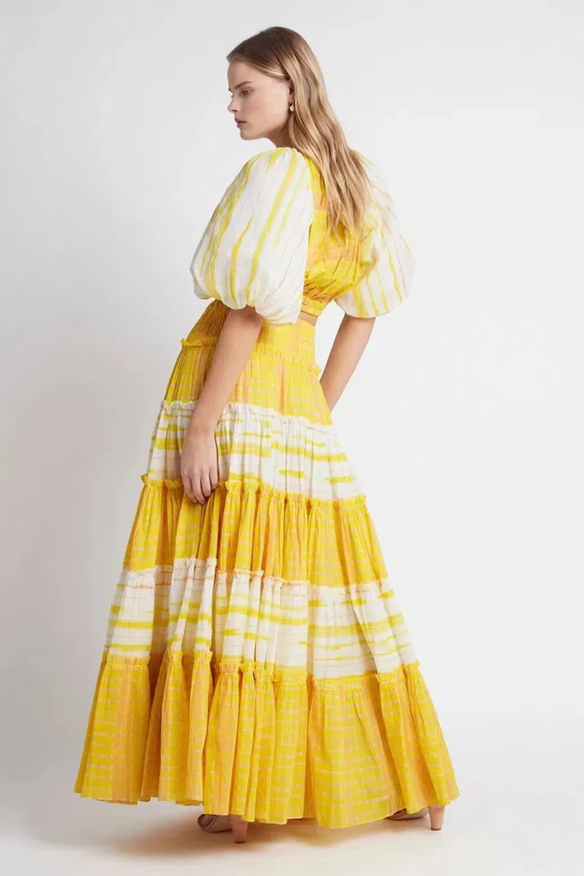 Aje Wilderness Crop Top and Skirt Set Yellow Check Size 10 - Image 3