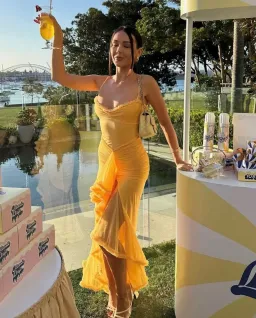 House Of CB Gabbi Ruffled Front Gown Apricot Size M / AU 10 for rent on The Volte - image 6