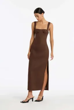 Sir the Label Bettina Midi Dress Chocolate Size 2 / AU 10 for rent on The Volte - image 5