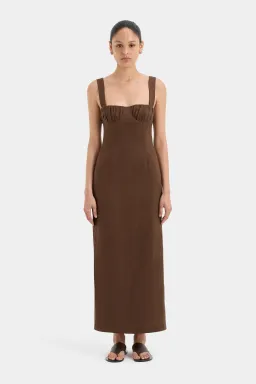 Sir the Label Bettina Midi Dress Chocolate Size 2 / AU 10 for rent on The Volte - image 1