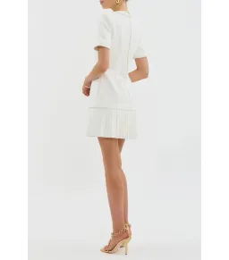 Rebecca Vallance The Clarisse Button Mini Dress White Size AU 10  for rent on The Volte - image 3