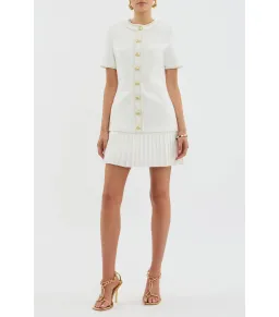 Rebecca Vallance The Clarisse Button Mini Dress White Size AU 10  for rent on The Volte - image 1