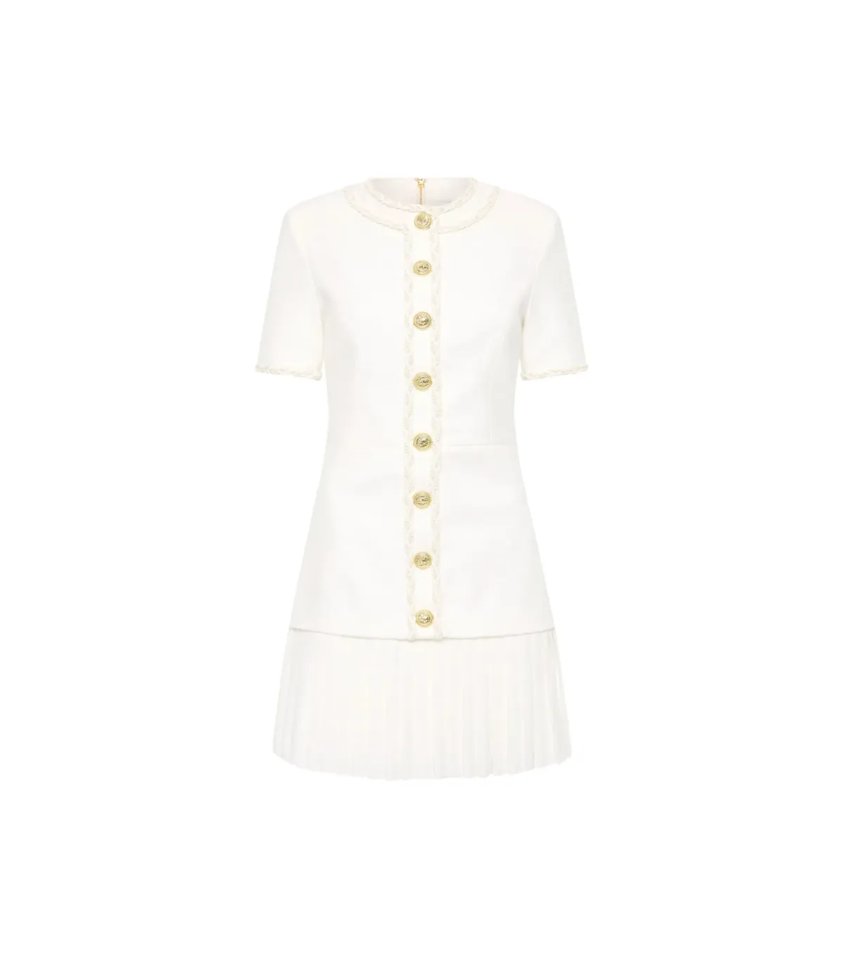 Rebecca Vallance The Clarisse Button Mini Dress White Size AU 10  - Image 4