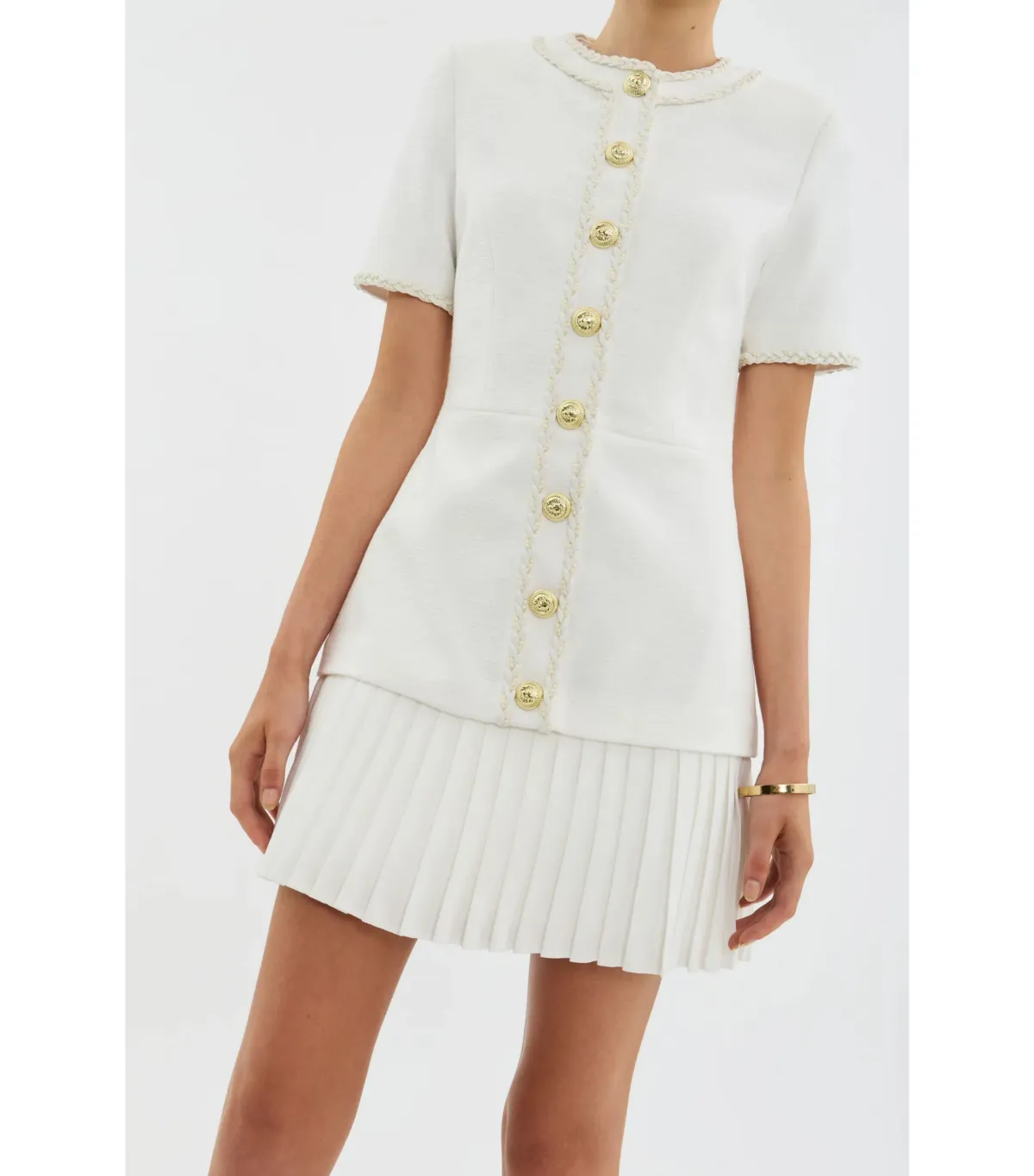 Rebecca Vallance The Clarisse Button Mini Dress White Size AU 10  - Image 2