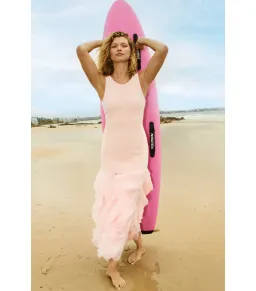 Aje Elations Knit Maxi Dress in Pastel Pink Size XS / AU 6 for rent on The Volte - image 4