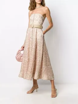Zimmermann Carnaby Strapless Leopard Belted Linen Dress Size 0/Au 8  for rent on The Volte - image 1