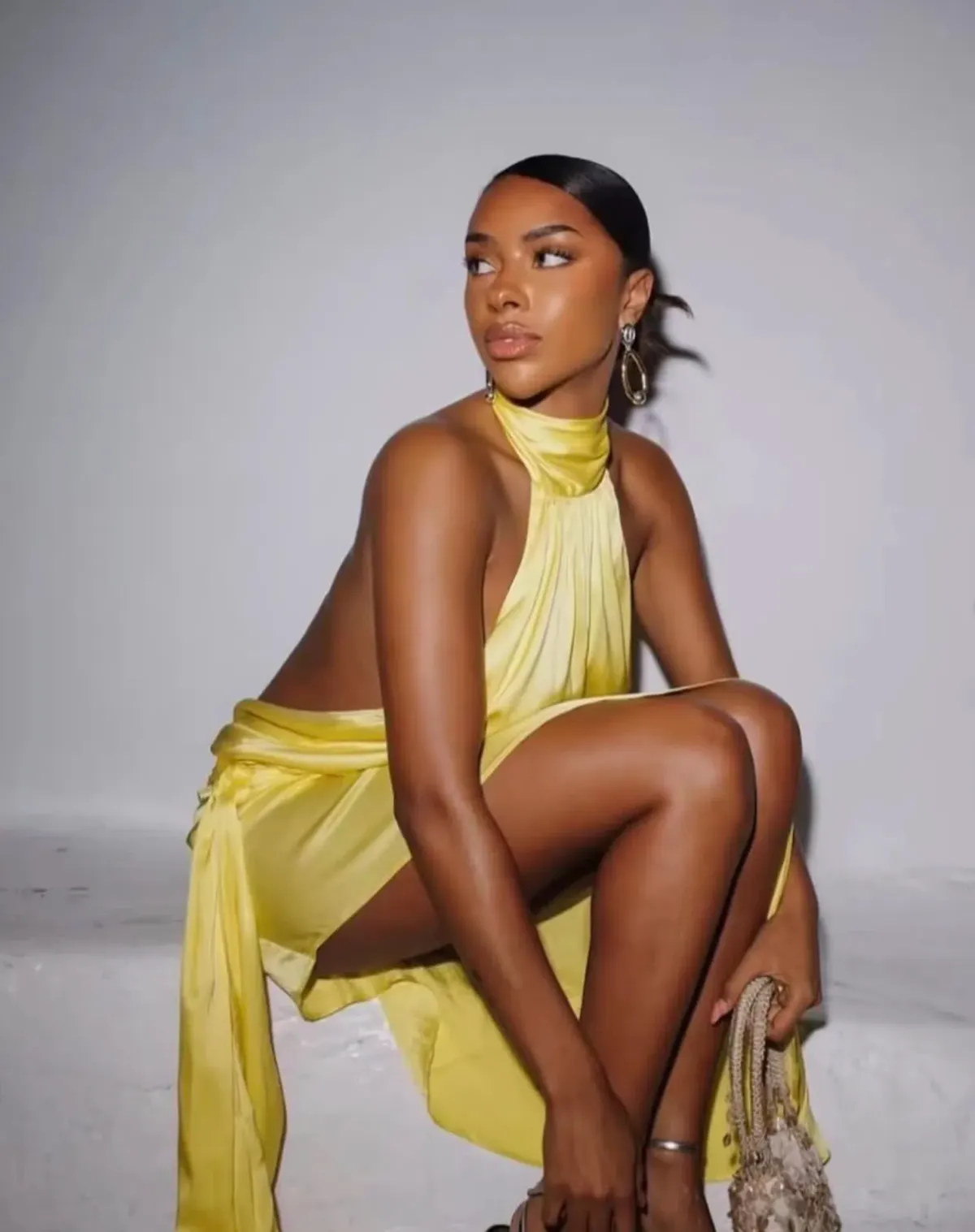 Mirae Paris Amos Sunrise Dress Jaune Yellow Size 8 - Image 4