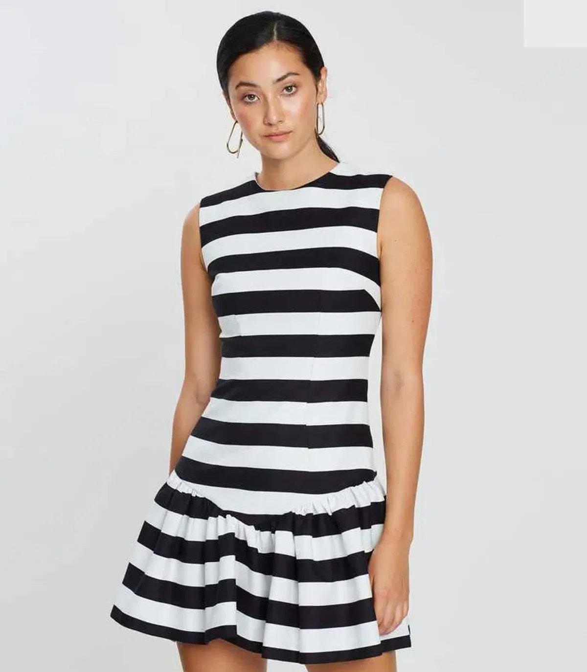 By Johnny Bold Stripe V Gather Mini Dress Print Size 6 - Image 1