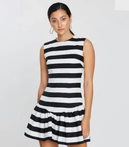 By Johnny Bold Stripe V Gather Mini Dress Print Size 6 for rent on The Volte - image 1