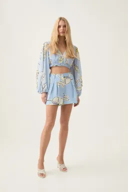 Aje Romantica Voile Crop Top and Shorts Set Blue Hibiscus Size 12 for rent on The Volte - image 1