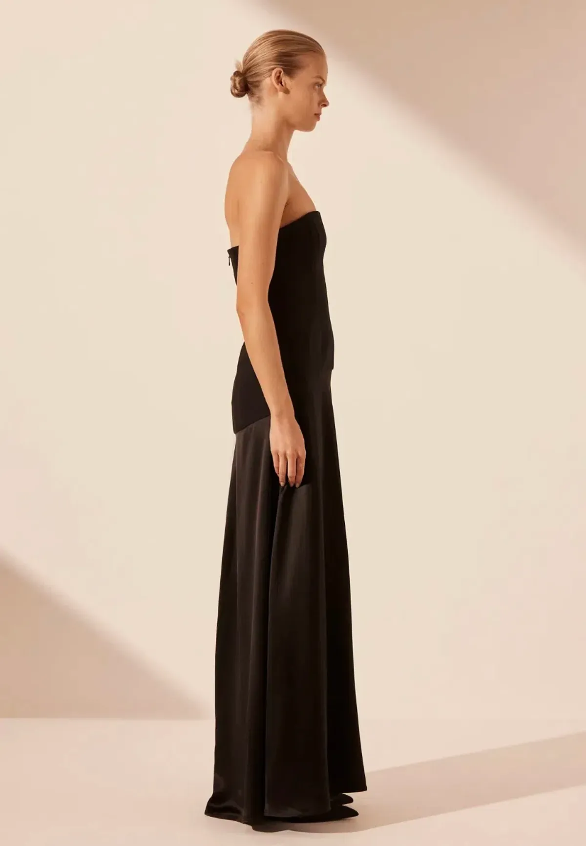 Shona Joy Adri Strapless Panelled Maxi Dress in Black Size 12 - Image 4