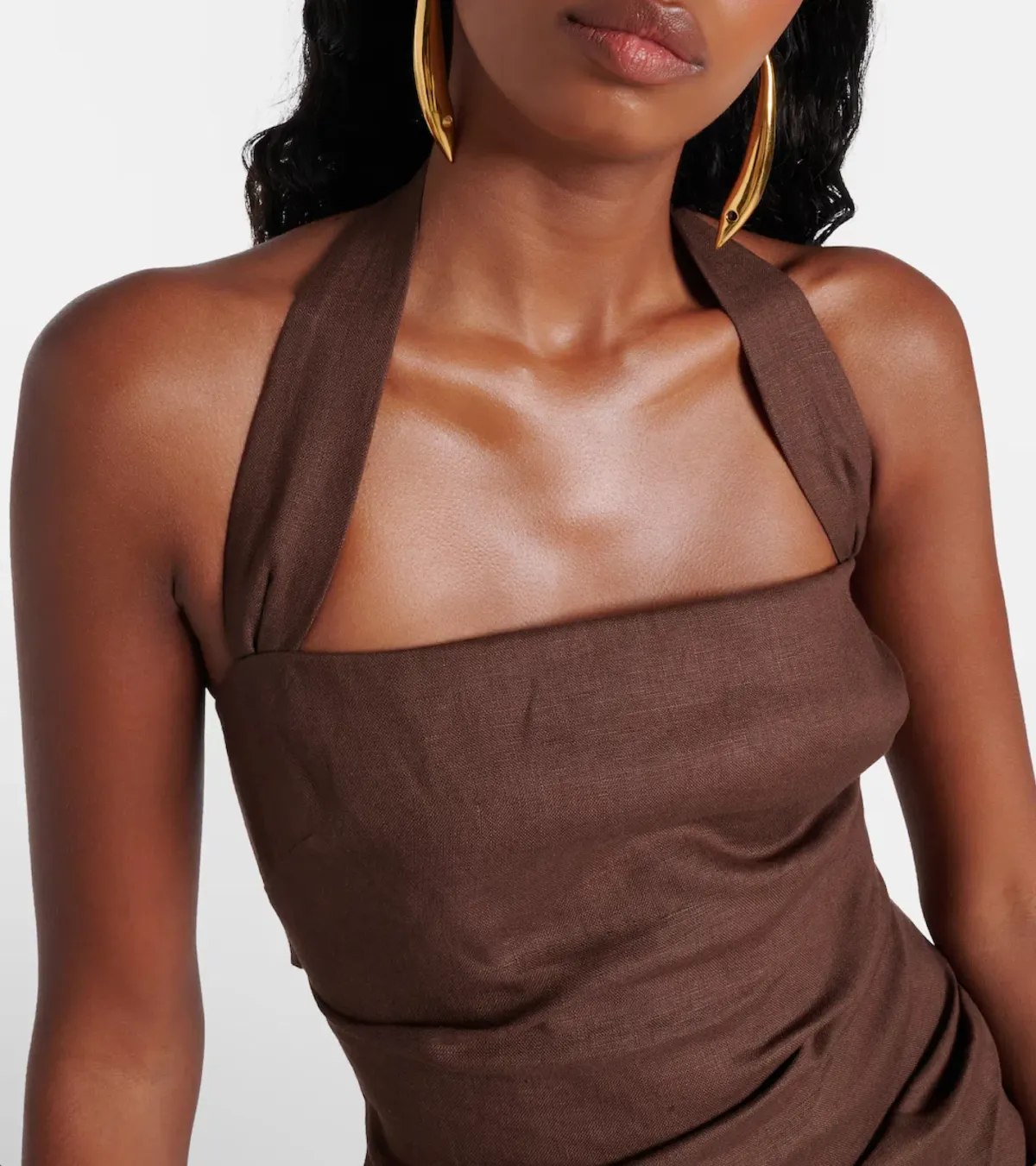 Sir the Label Noemi Halter Mini Dress in Chocolate Brown Size 1 - Image 5