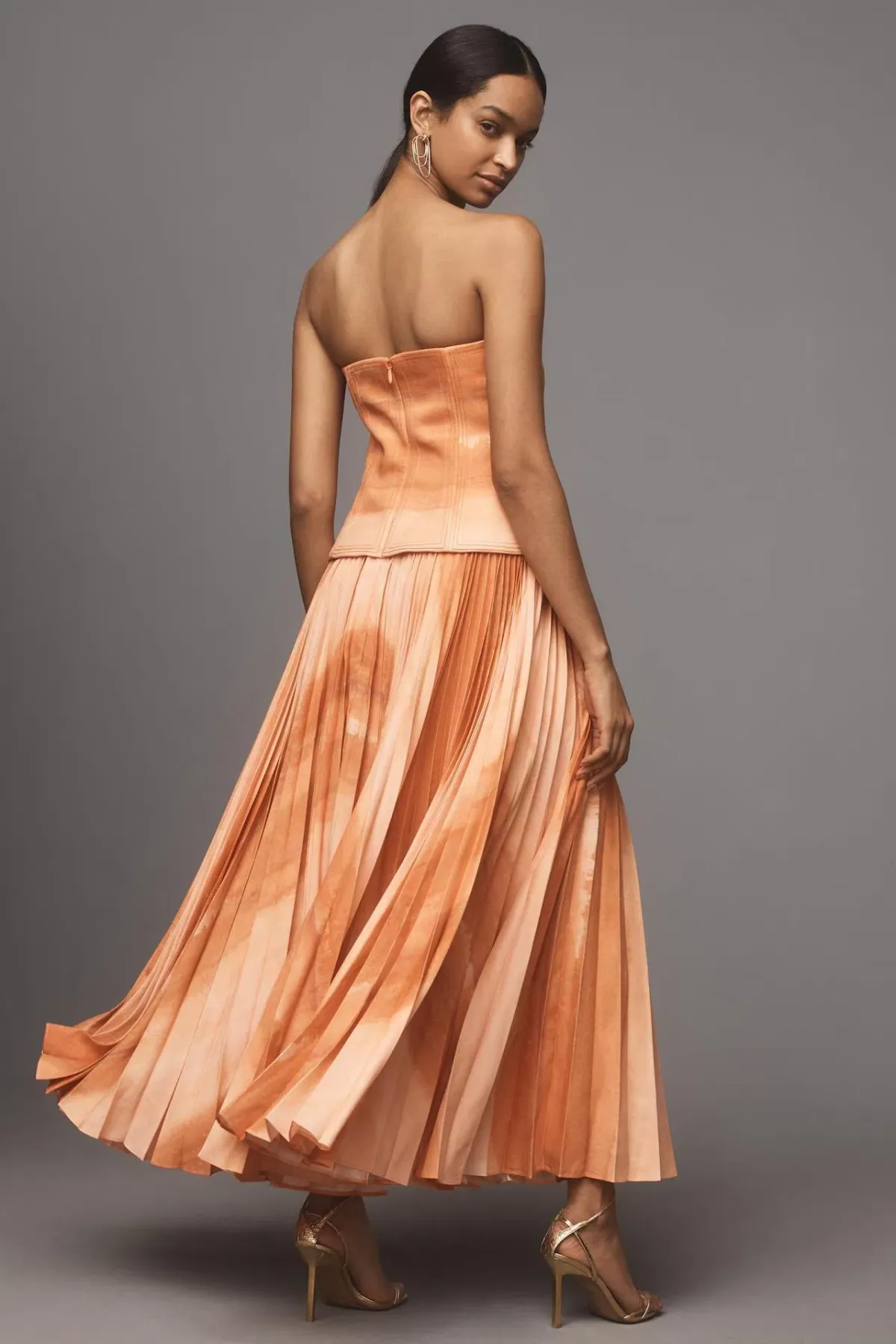 Acler Brayswick Midi Dress Melon Watercolour Size 10 - Image 2