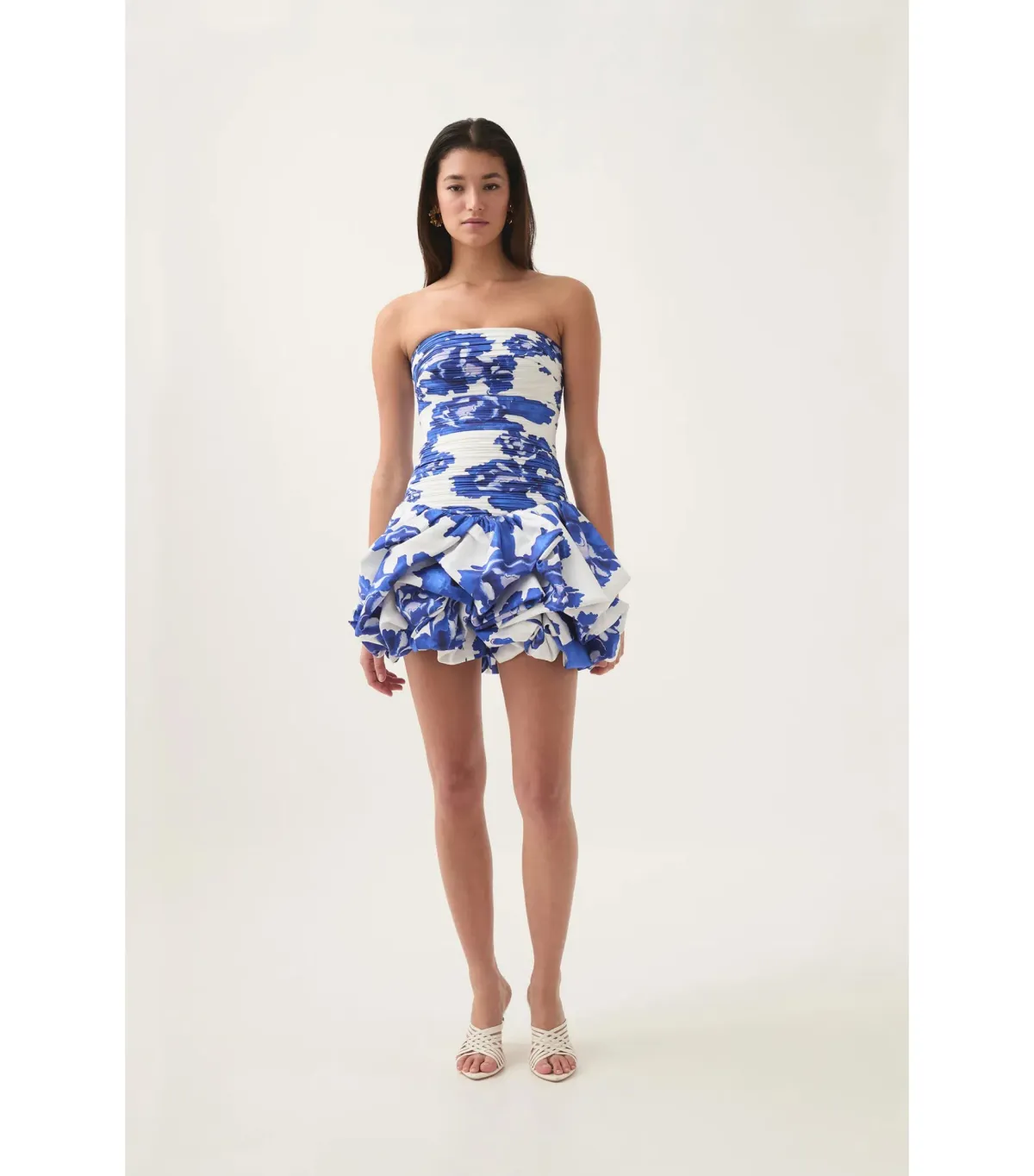 Aje Violette Bubble Hem Mini Dress in Boldly Blooming Cobalt Size AU 10 - Image 3