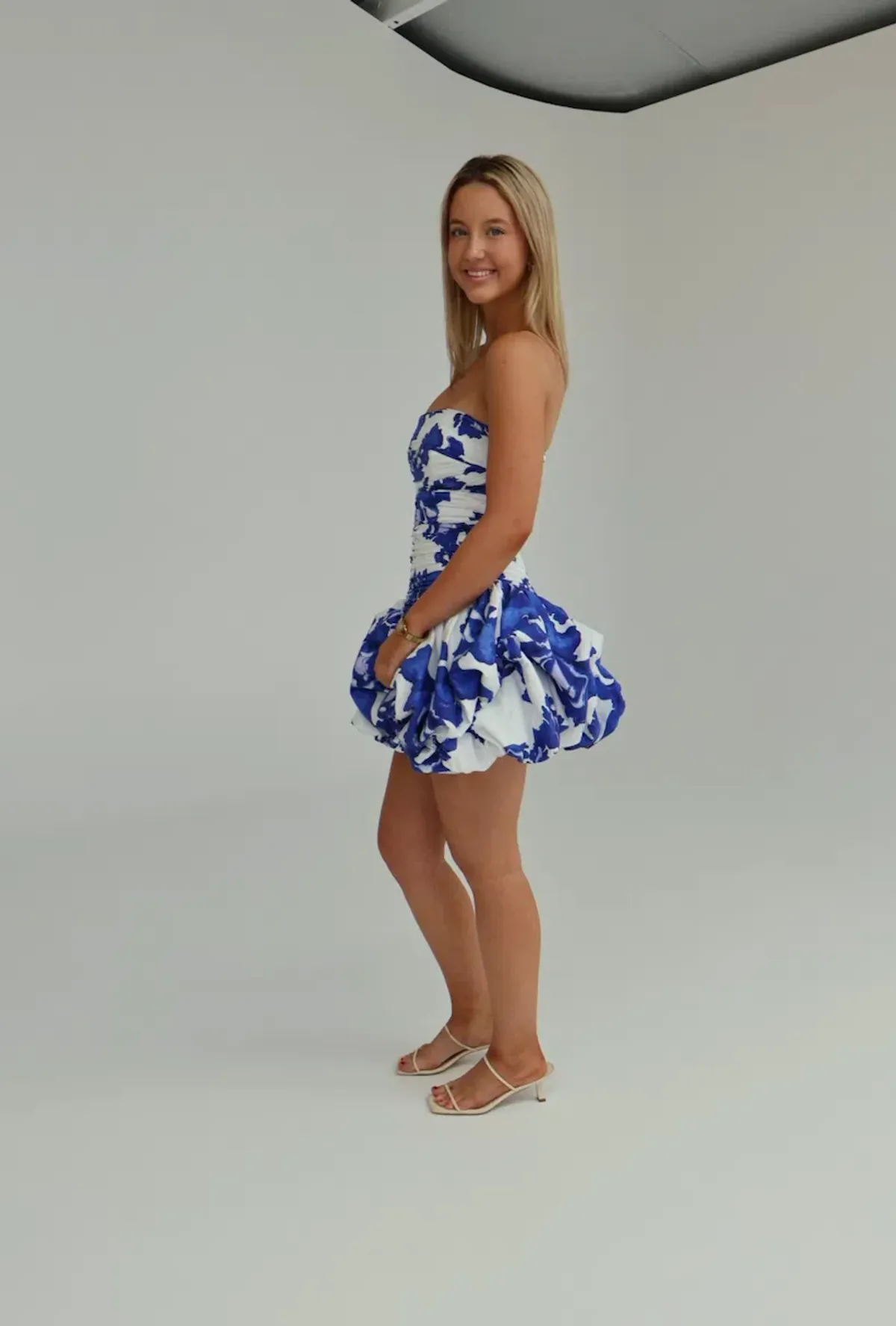 Aje Violette Bubble Hem Mini Dress in Boldly Blooming Cobalt Size AU 10 - Image 2