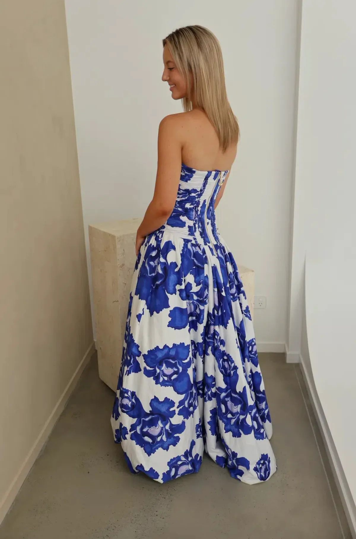 Aje Behold Maxi Dress Boldly Blooming Cobalt Size AU 10 - Image 2