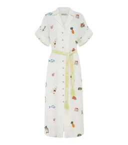 Alemais Blue Marlin Embroidered Shirtdress Print Size AU 10 for rent on The Volte - image 5