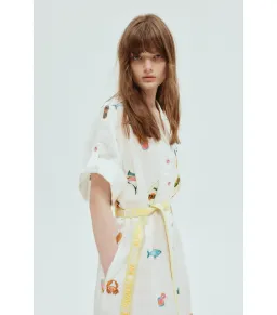 Alemais Blue Marlin Embroidered Shirtdress Print Size AU 10 for rent on The Volte - image 3