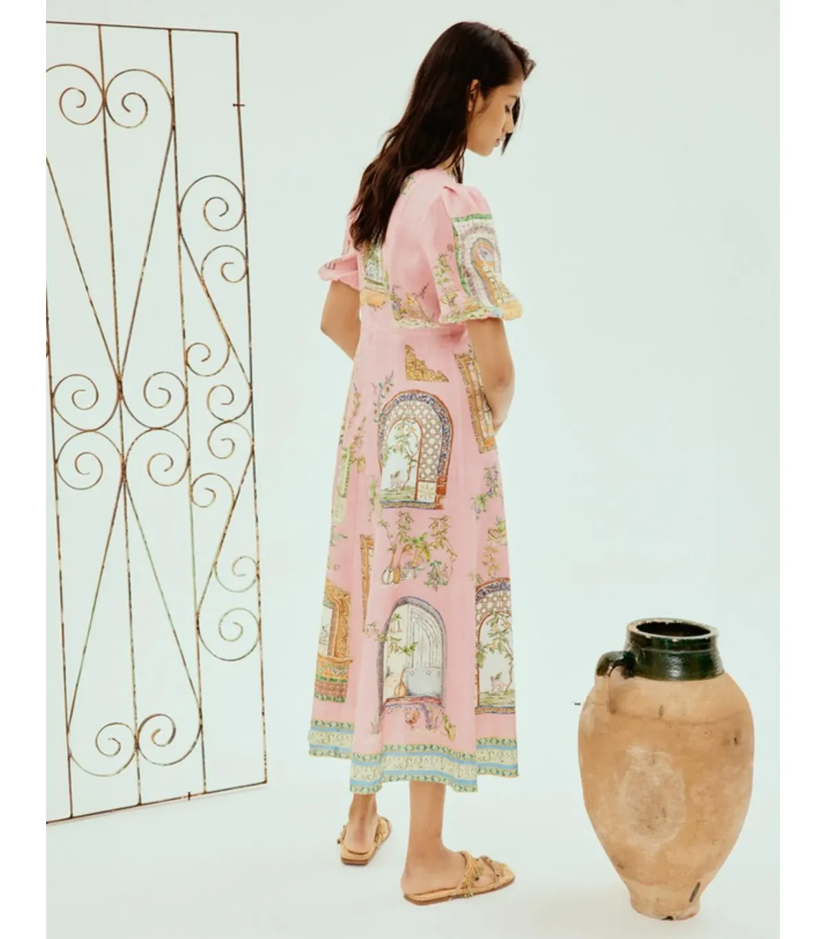 Alemais Monte Midi Dress Pink Size AU 10 - Image 3