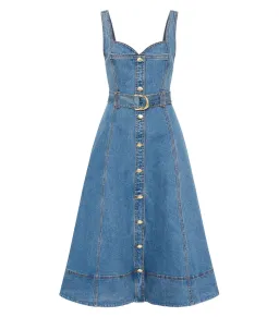 Aje Clay Denim Midi Dress in 90's Wash Size AU 10 for rent on The Volte - image 4