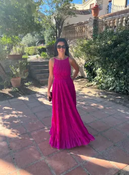 Aje Rosewood Ruched Maxi Dress Magenta Size AU 6 for rent on The Volte - image 3