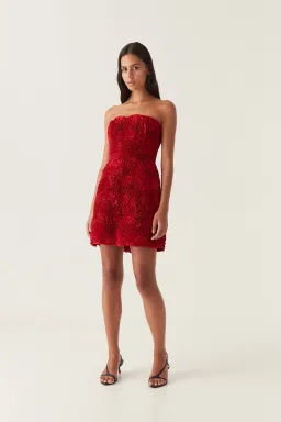 Aje Gazer Rosette Mini Dress Scarlet Red Size 6 for rent on The Volte - image 1